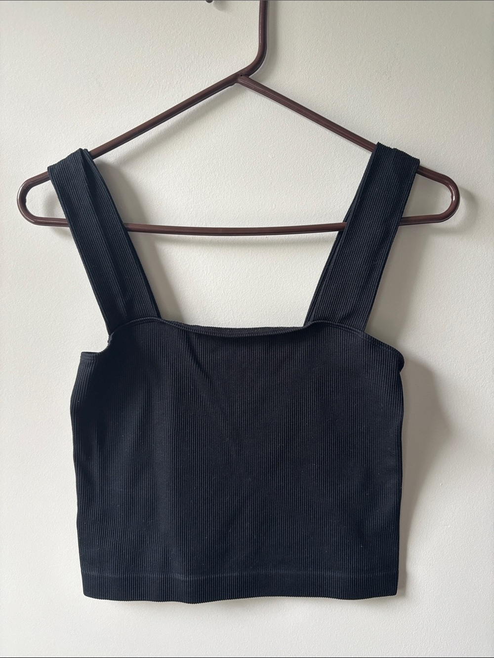 a new day Black Ribbed Square-Neck Crop Top